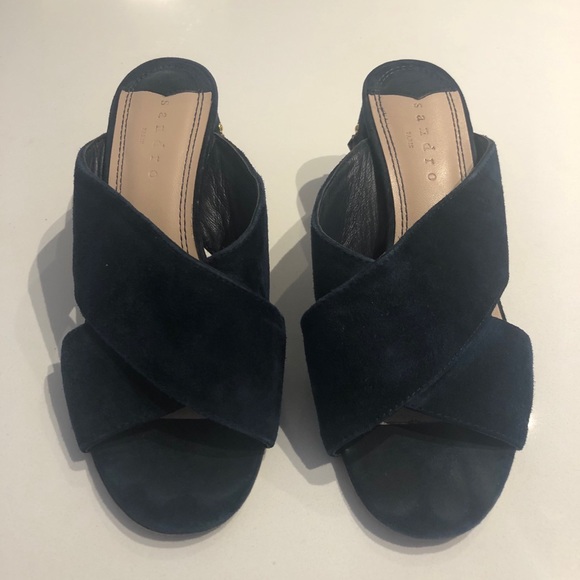 Sandro Suede Star Studded Mules - navy - Picture 2 of 6